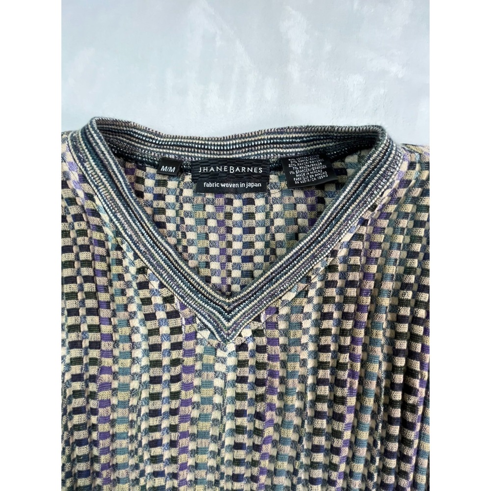 VTG JHANE BARNES Mens M Sweater V Neck Stretch Japan - Picture 2 of 10